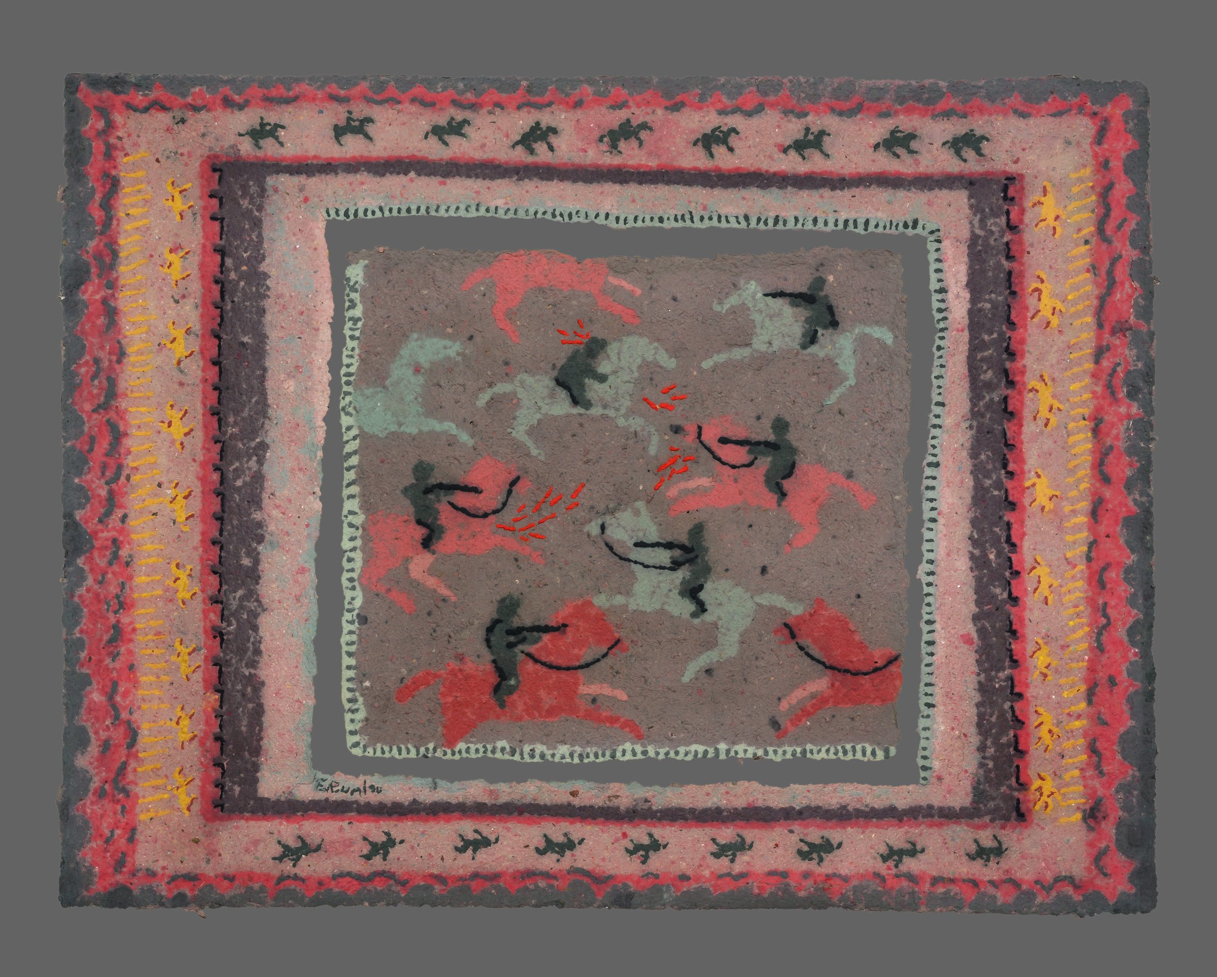 Battle at dusk, Coloured paper pulp, 2022 — Giannis Efthimiou