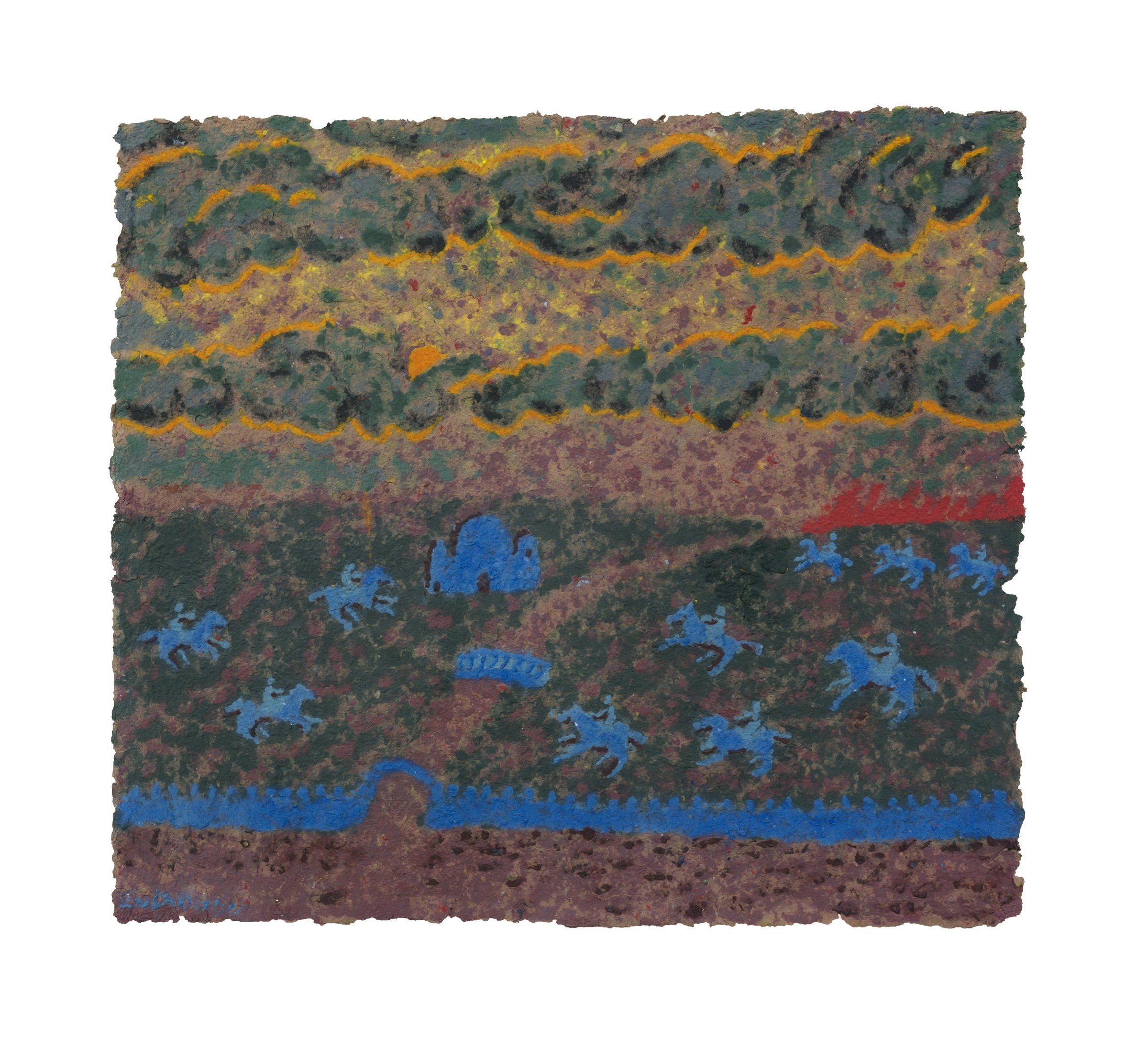 Blue horses, Coloured paper pulp, 2022 — Giannis Efthimiou