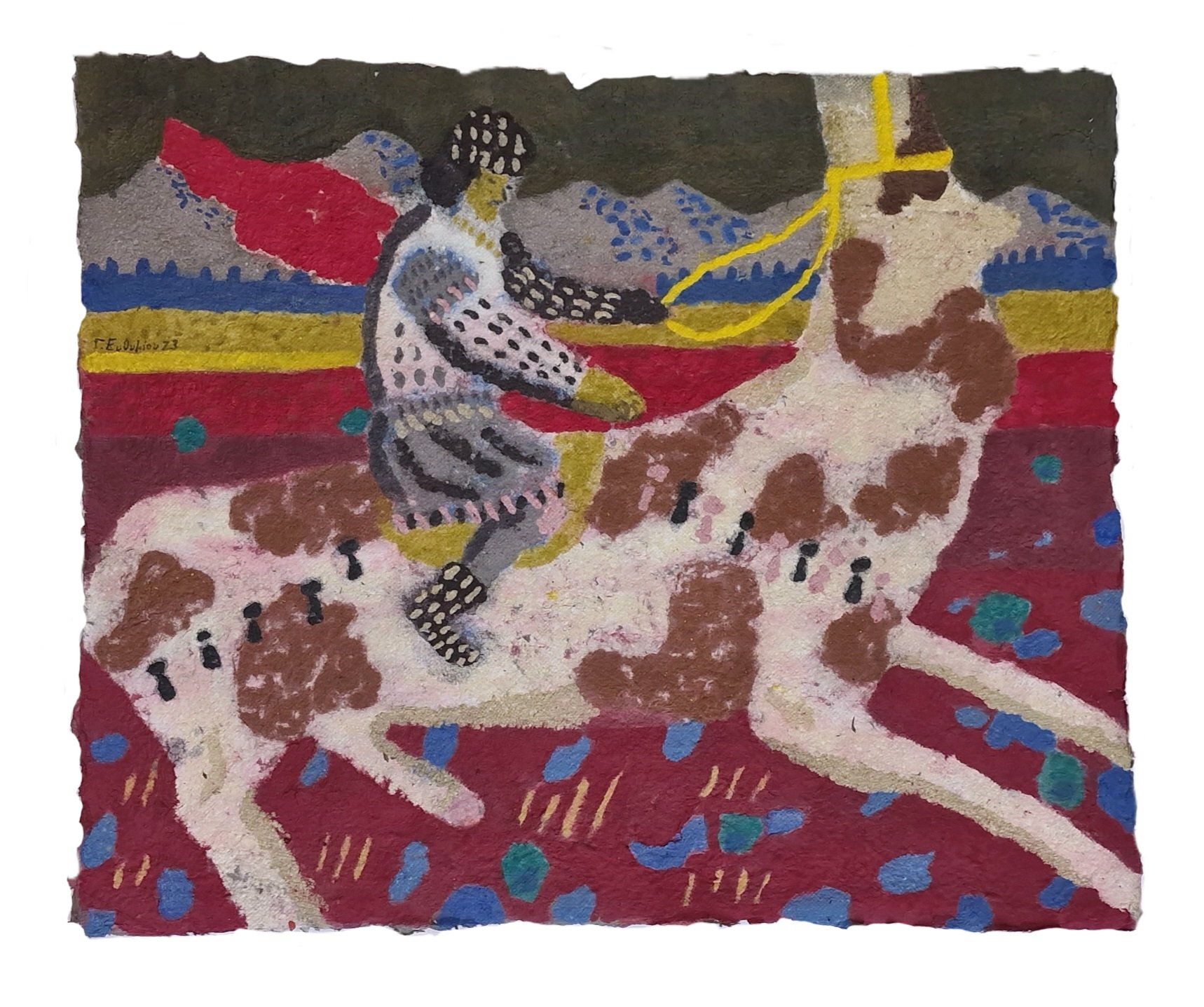 Ghost riding, Coloured paper pulp, 2023 — Giannis Efthimiou