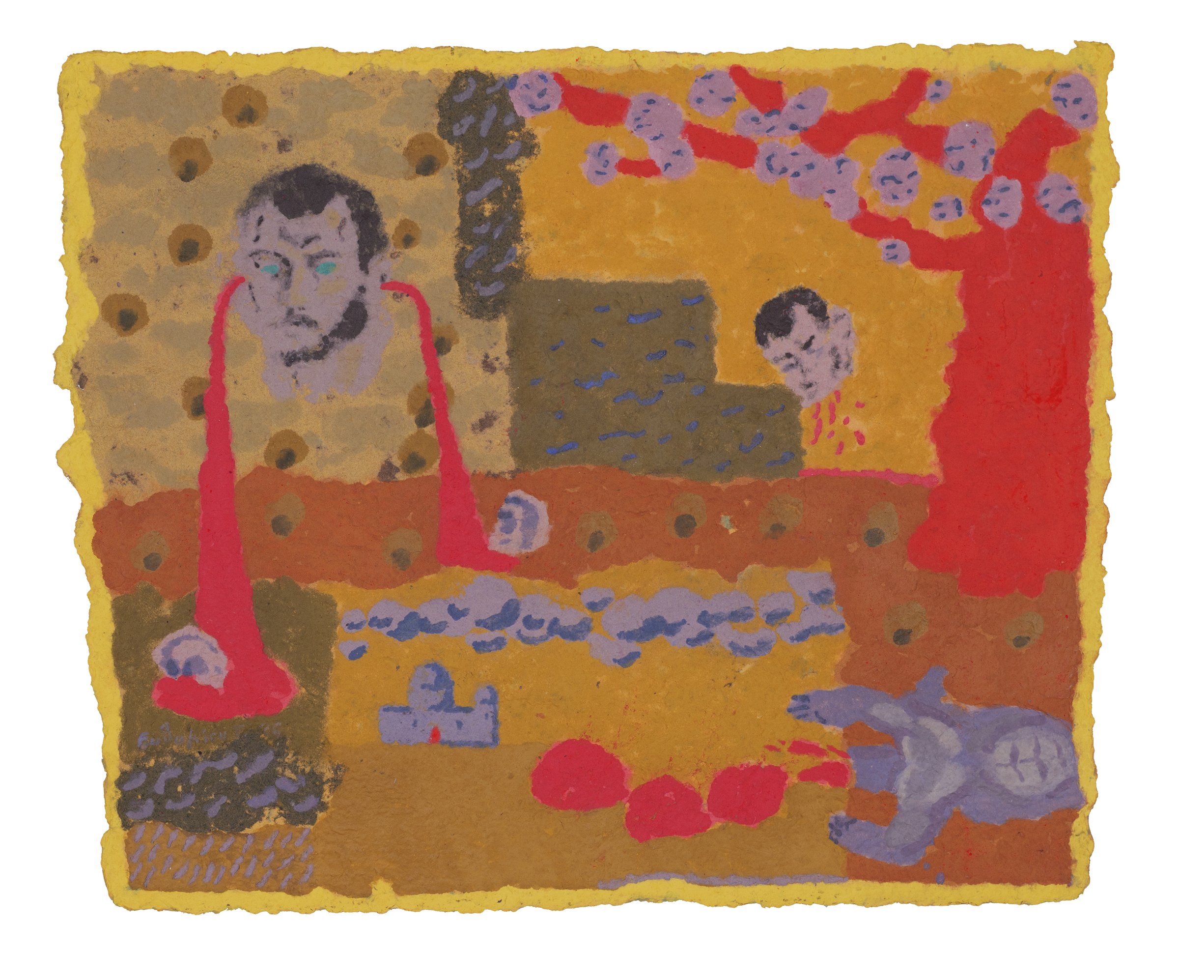 Japanese folklore II, Coloured paper pulp, 2026 — Giannis Efthimiou