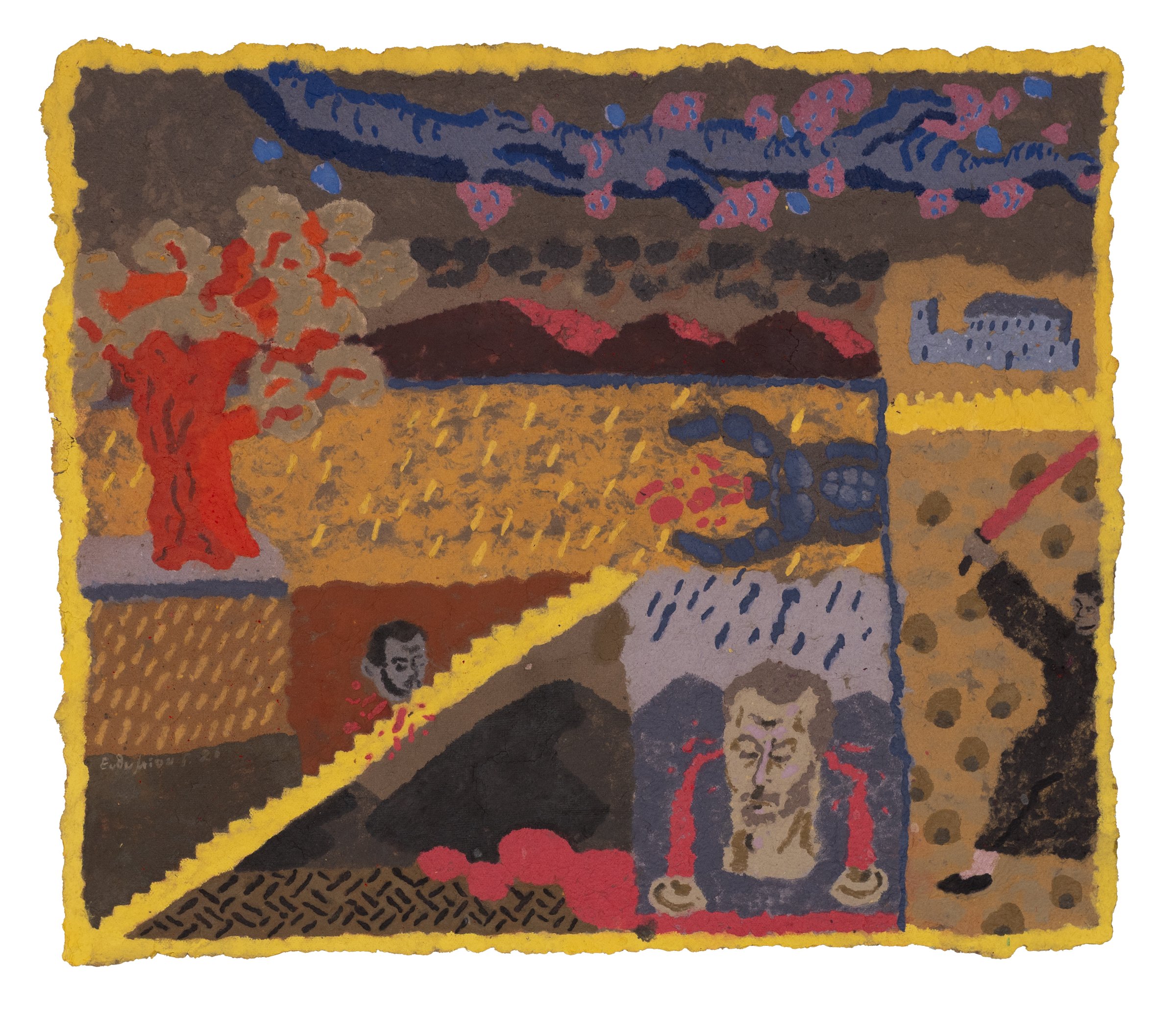 Japanese folklore IV, Coloured paper pulp, 2026 — Giannis Efthimiou