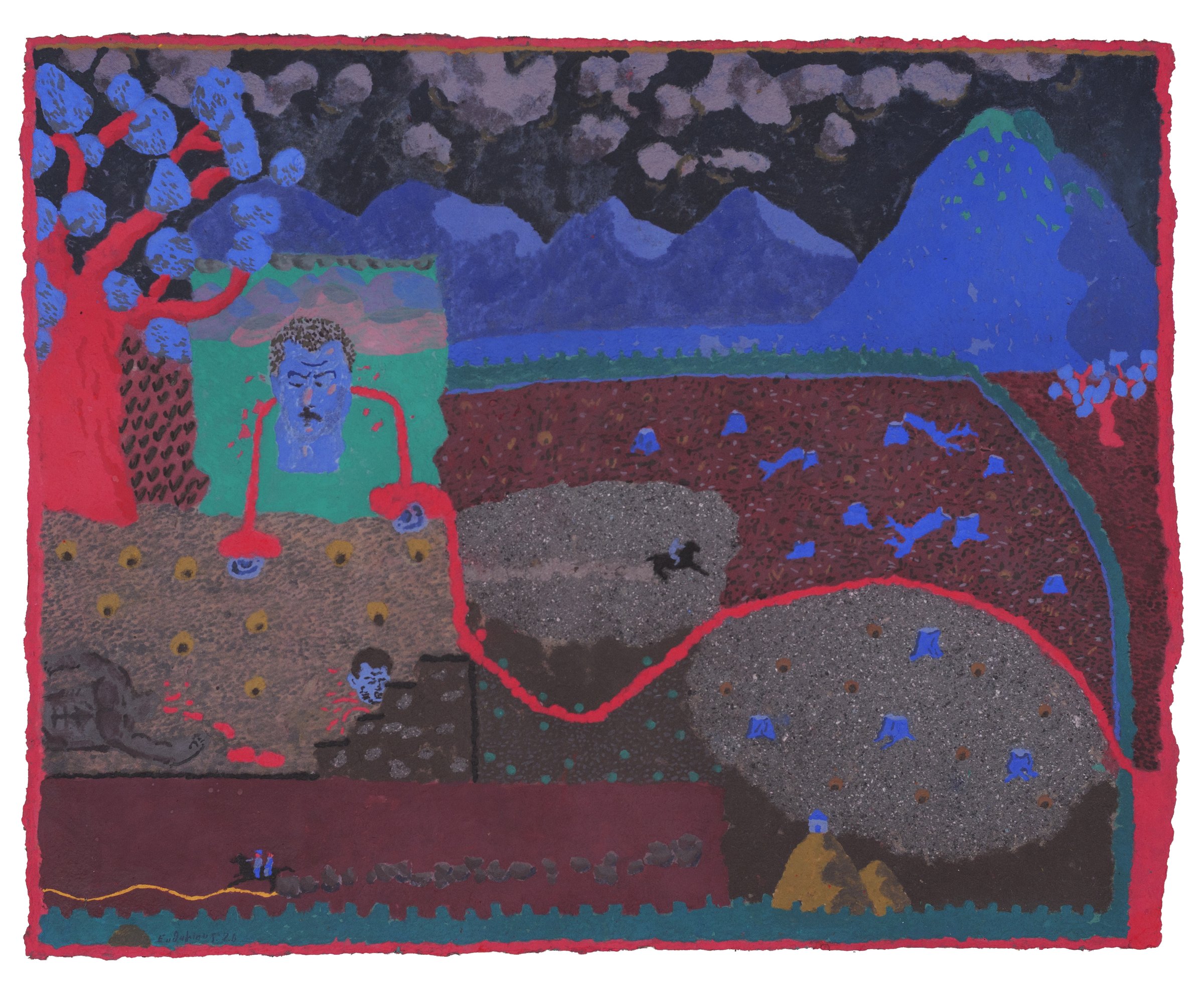 Japanese folklore V, Coloured paper pulp, 2026 — Giannis Efthimiou