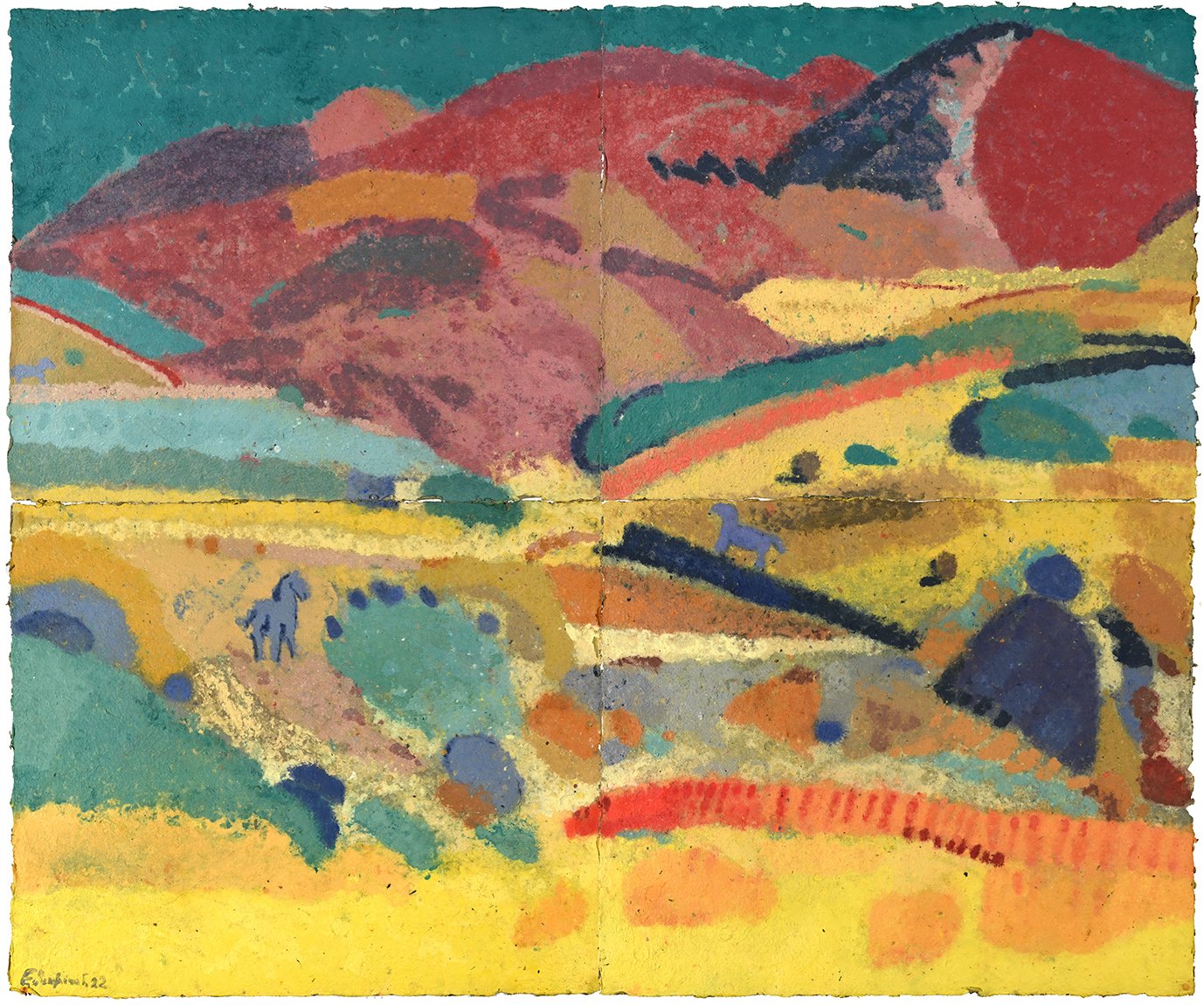 Kimolos III, Coloured paper pulp, 2022 — Giannis Efthimiou
