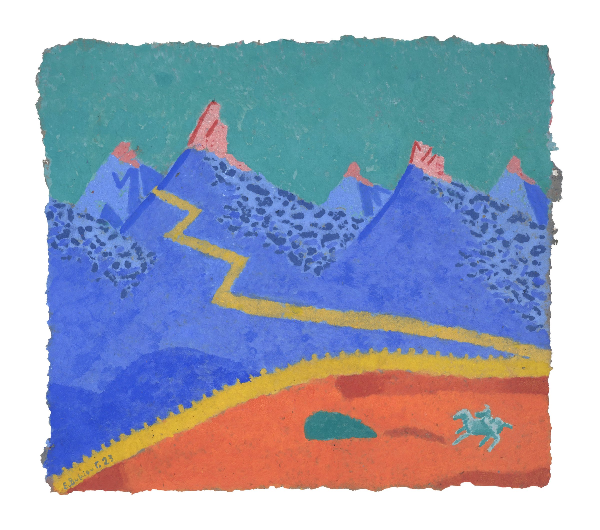 Lone rider, Coloured paper pulp, 2023 — Giannis Efthimiou