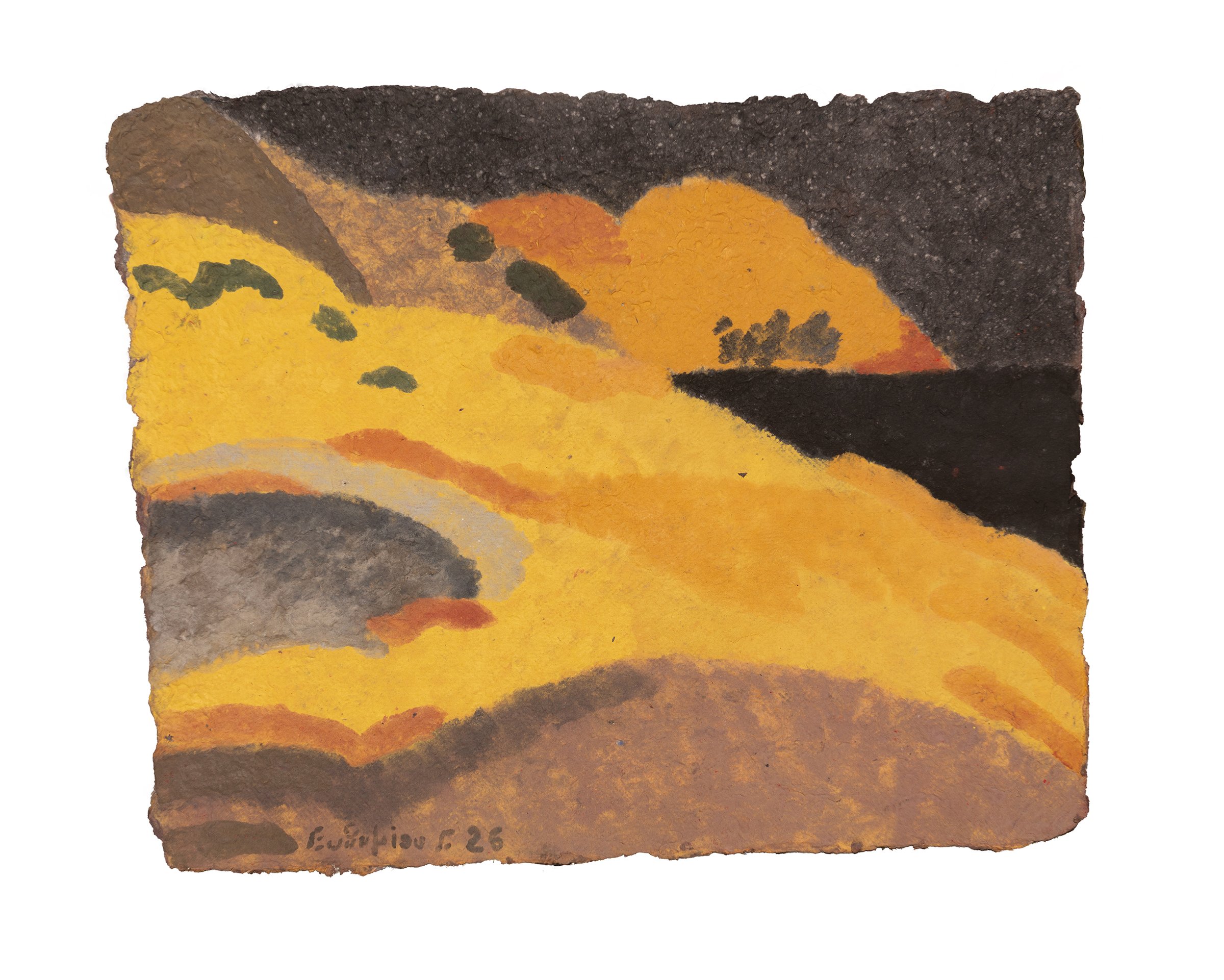 Nysiros, Coloured paper pulp, 2026 — Giannis Efthimiou