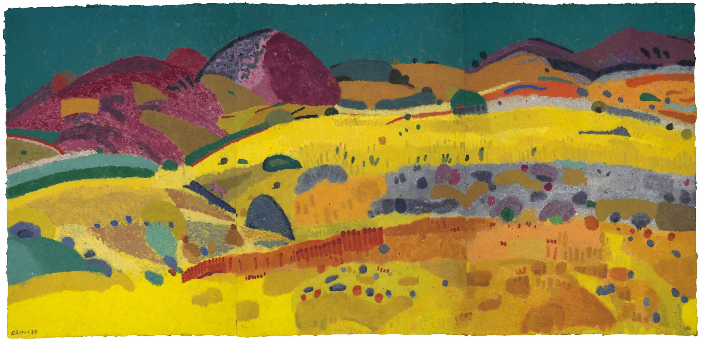 Some yellow under the deep green I, Coloured paper pulp, 2025 — Giannis Efthimiou