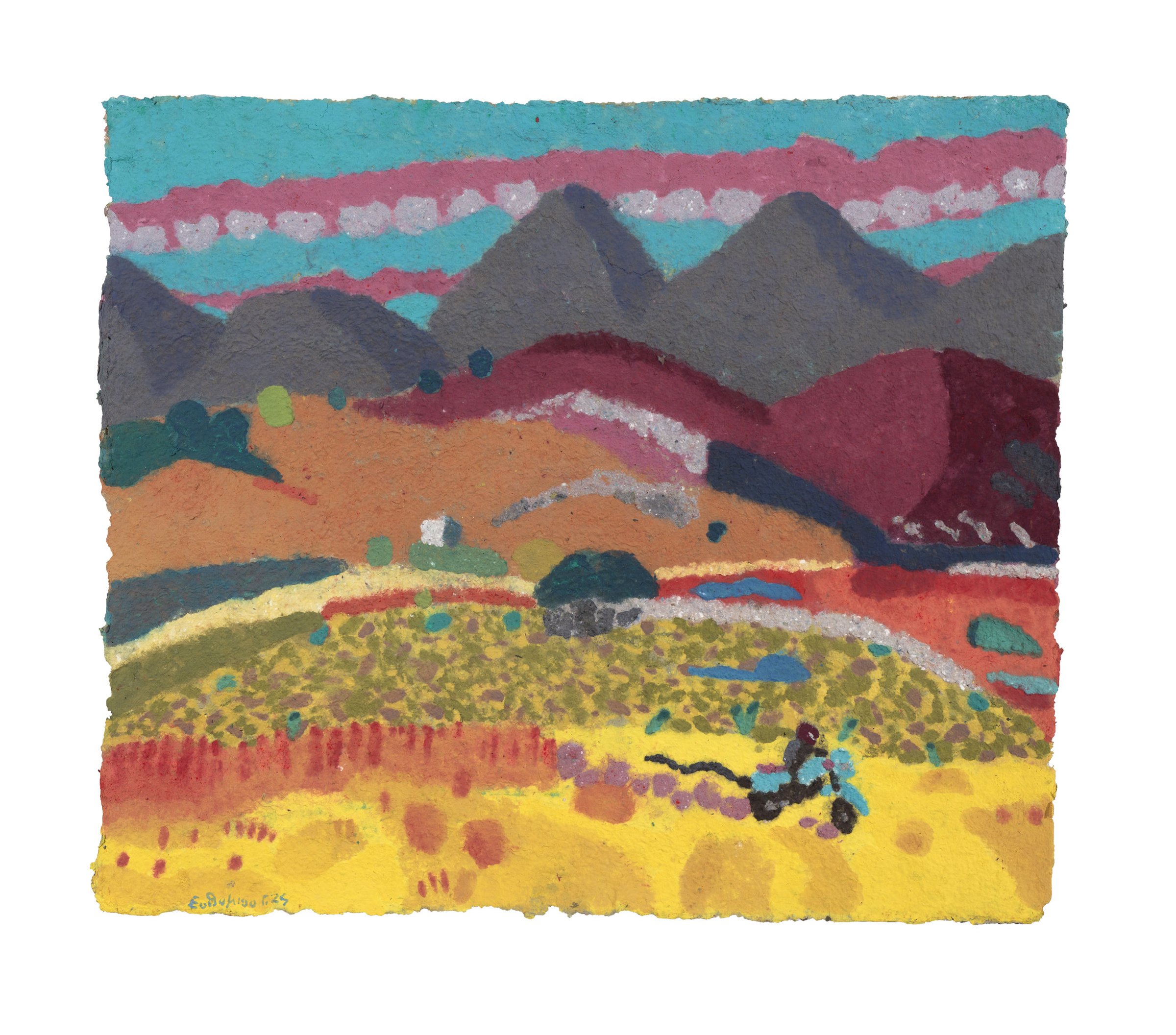 Summer landscape II, Coloured paper pulp, 2024 — Giannis Efthimiou
