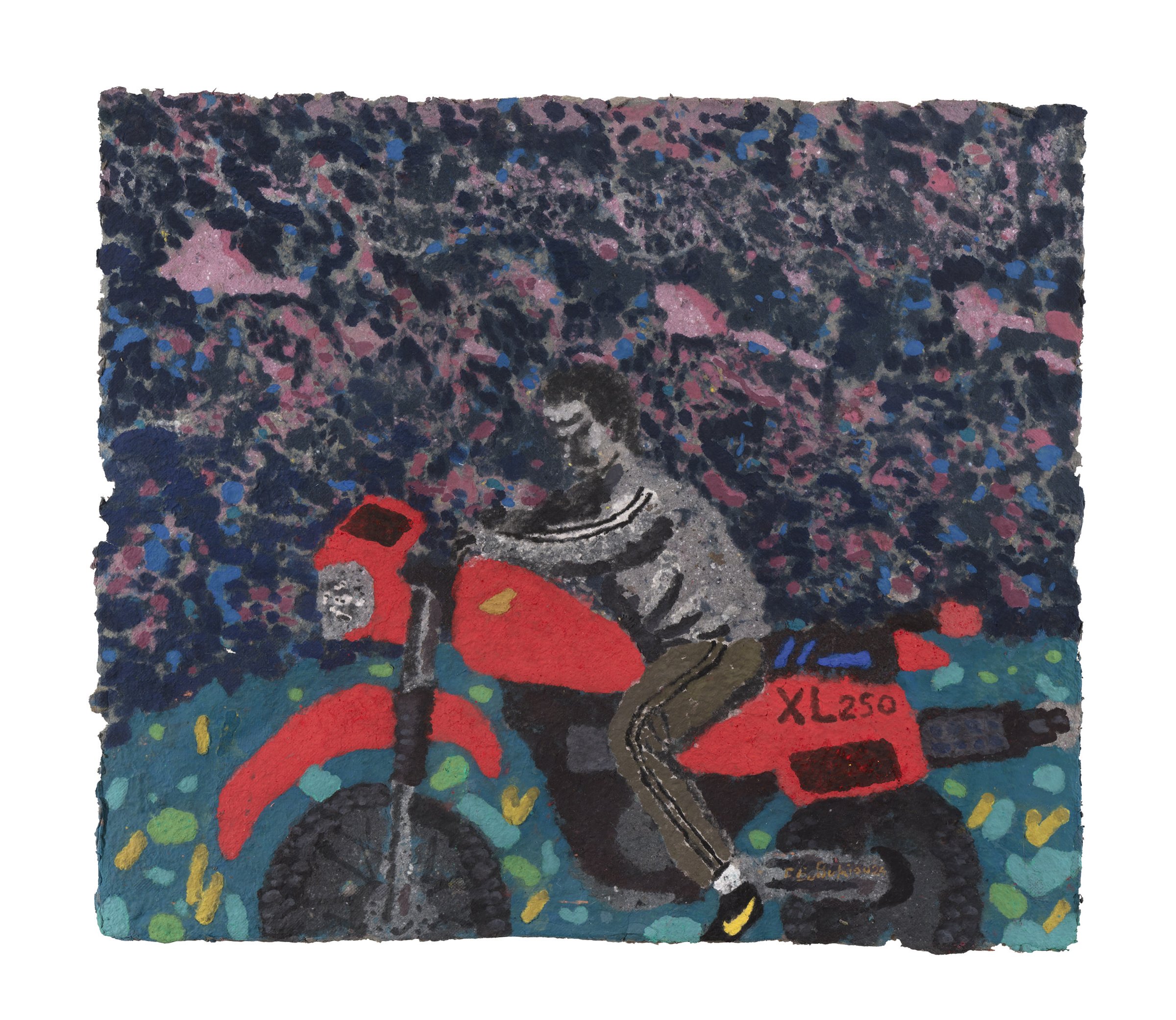 The red bike, Coloured paper pulp, 2024 — Giannis Efthimiou