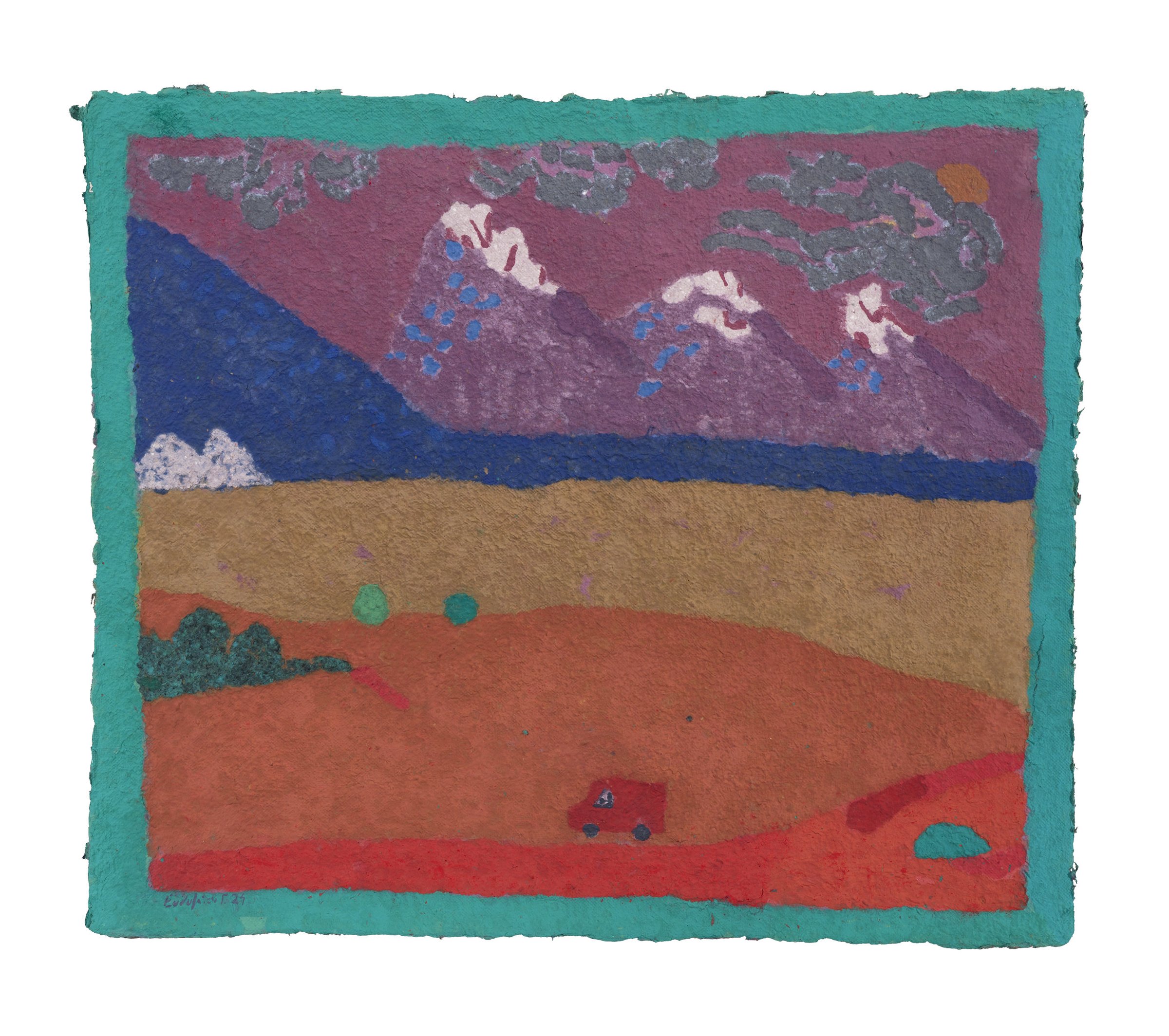 The red van, Coloured paper pulp, 2024 — Giannis Efthimiou