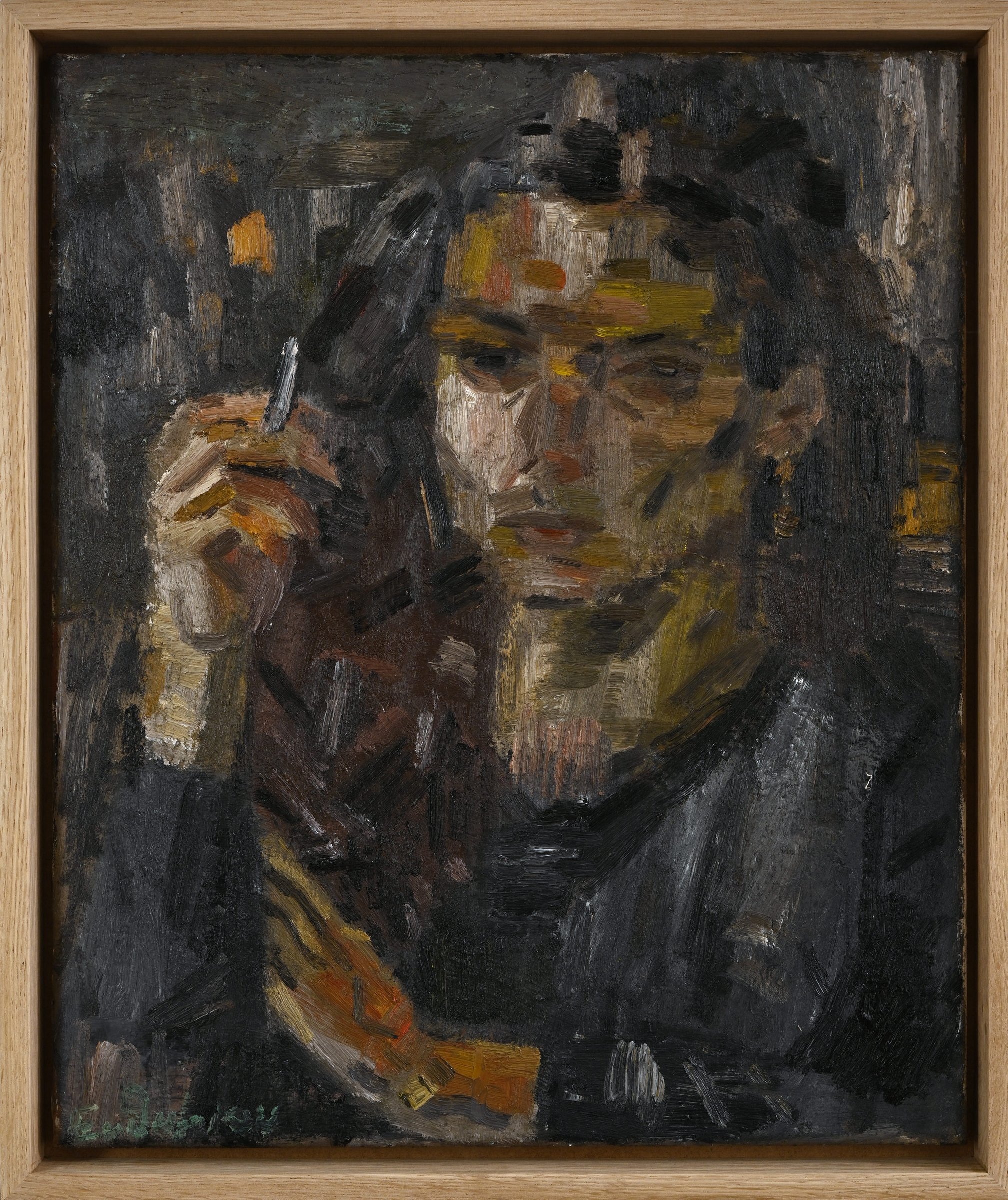 Woman smoking, Oil on canvas, 2022 — Giannis Efthimiou