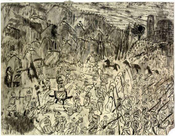 Battle I, Ink on paper, 2021 — Giannis Efthimiou
