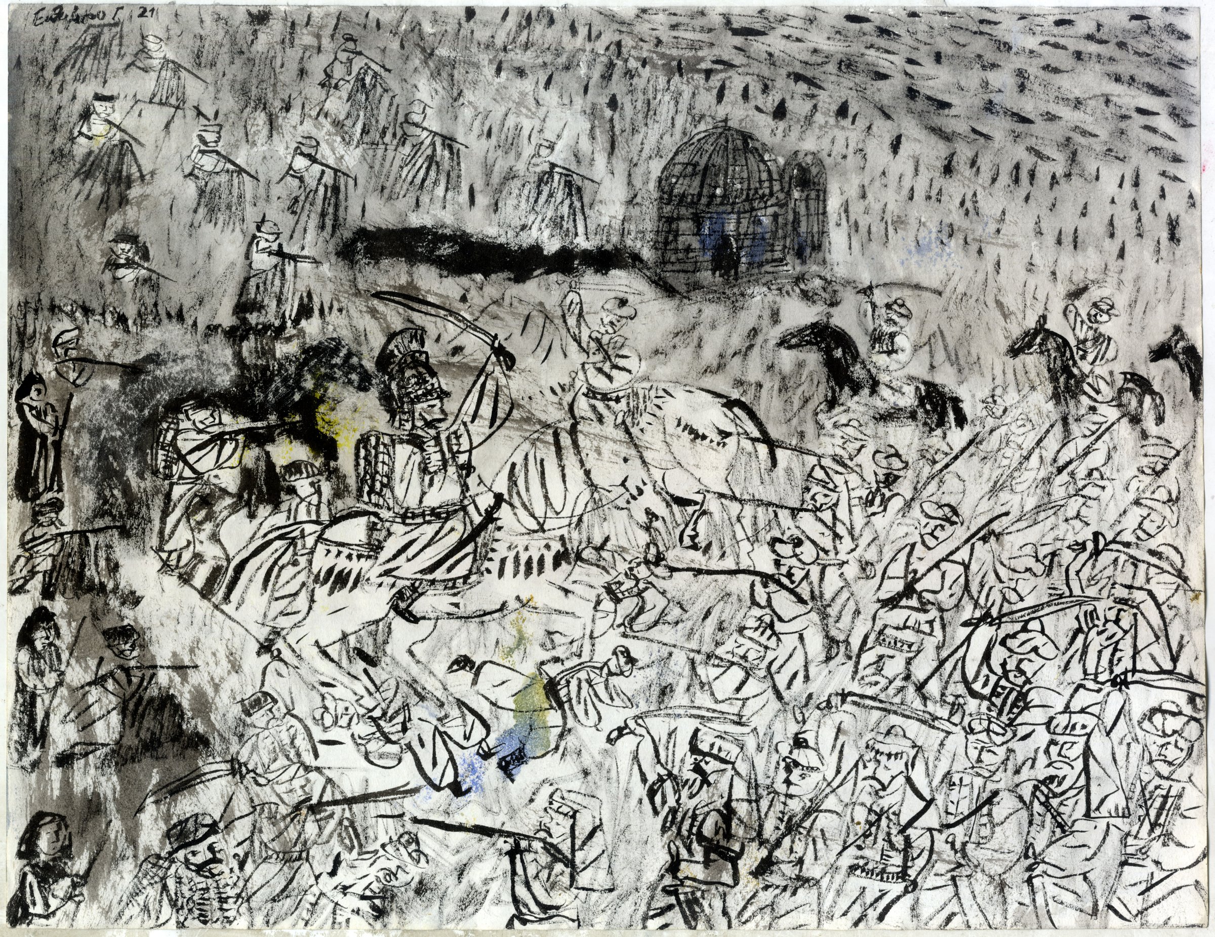 Battle III, Ink on paper, 2021 — Giannis Efthimiou