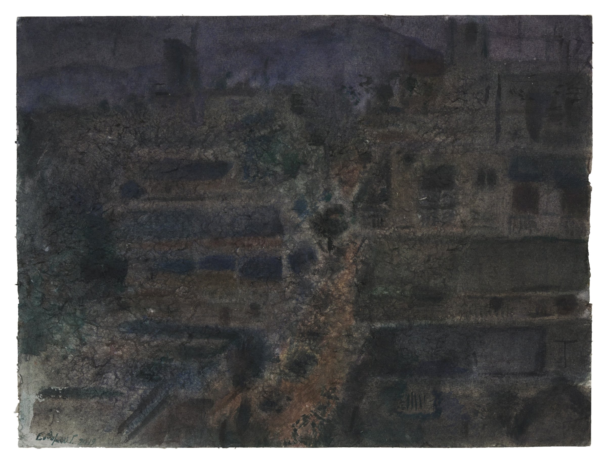 Athens at night III, Watercolour on paper, 2019 — Giannis Efthimiou