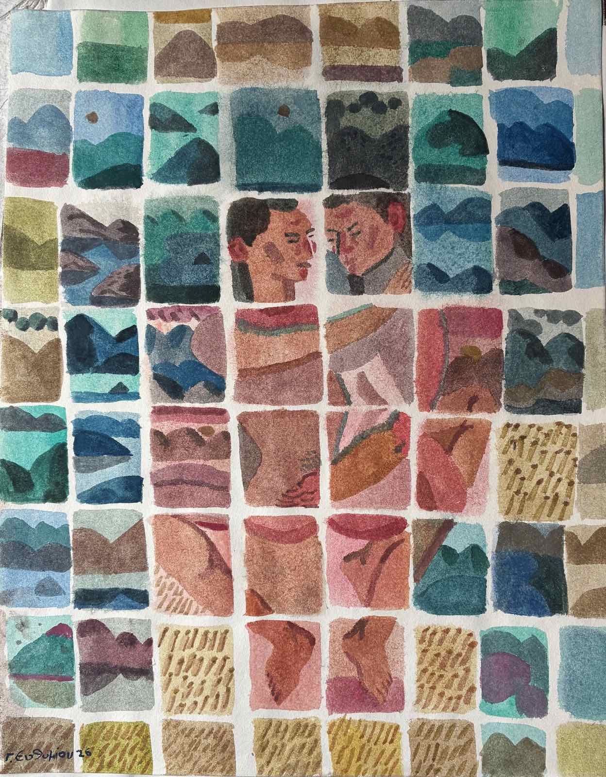 Corpus Amoris, Watercolour on paper, 2026 — Giannis Efthimiou