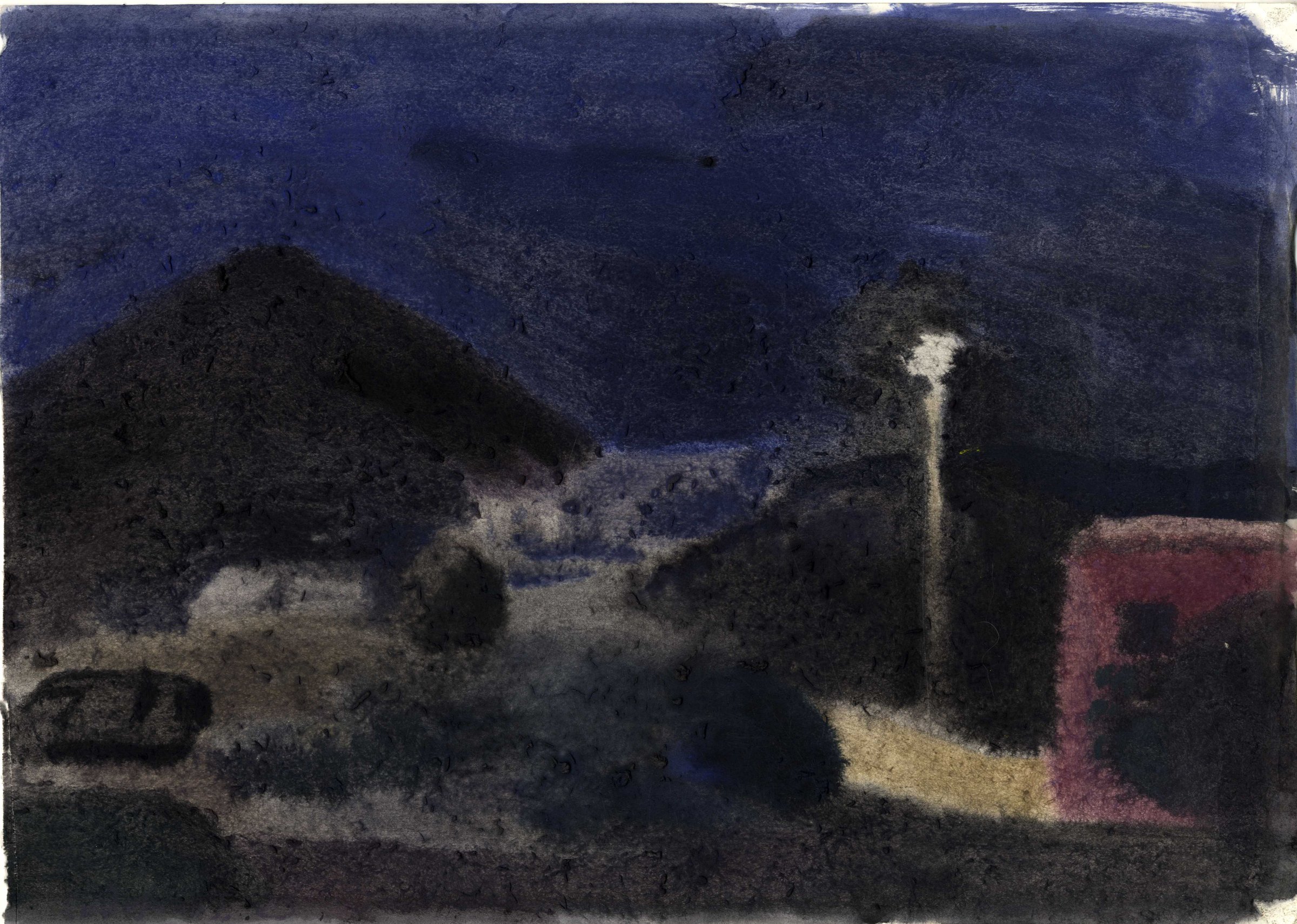 Naxos at night, Watercolour on paper, 2025 — Giannis Efthimiou